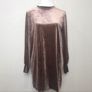 Zara dusty rose velvet shift boxy tunic/dress